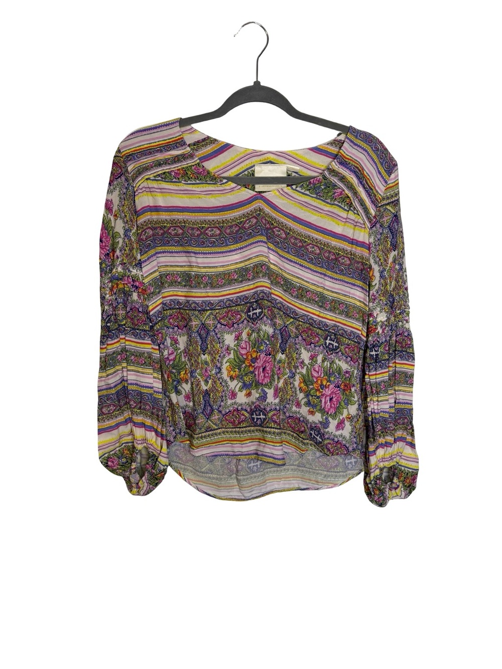🌸 Maeve by Anthropologie Floral Boho Blouse XS Puff Sleeve Peasant Top 🌸 - Picture 2 of 5